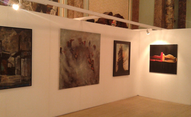A temporary exhibition wall